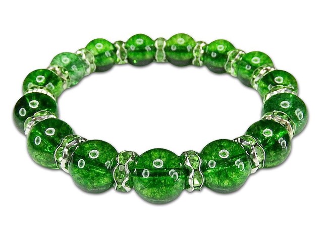 AAペリドット色クラック水晶約10mmロンデルブレスレット人気開運 | 石