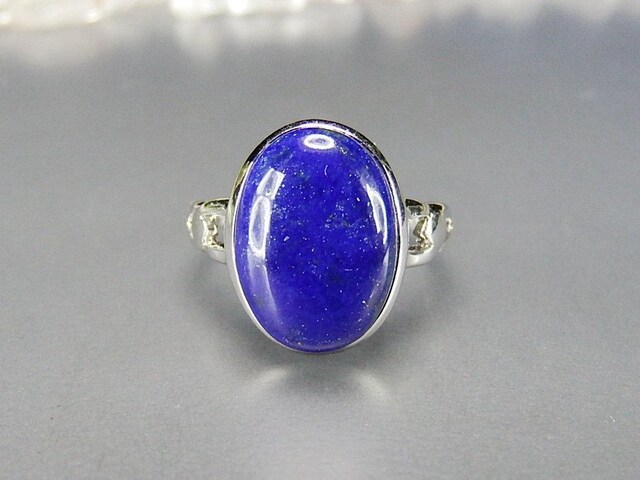 良質4A天然石ラピスラズリ大粒指輪リング約12号天空の破片901-508RZa