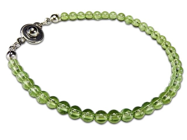 良質天然ペリドット橄攬石小玉約4mm天然石ニューホック式ブレスレット