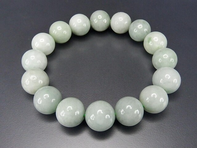 ③翡翠大玉ブレスレット 本翡翠 ブレスレット 13mm 18cm～19cm M～LLサイズ 大玉 翡翠