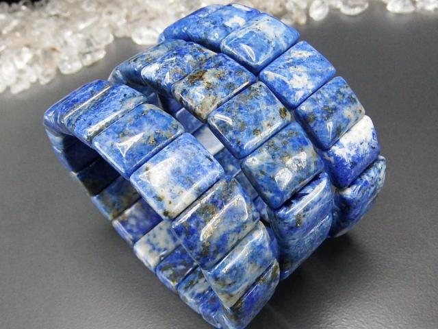 レア品天然石ラピスラズリ四角形バングルブレスレット天然未着色 | 石