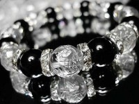 迫力/開運/天然石/昇龍銀箔手彫り/魔除けオニキス/開運水晶/12mm数珠|オニキス（多色）|石種別で探す