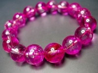 天然石3Ａサクラ色クラック水晶約12ミリ16粒ブレス|クラック水晶|石種別で探す