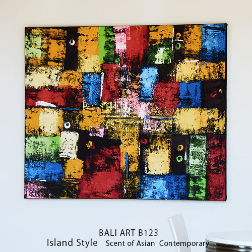 バリの絵画 Amazon.co.jp: バリアート絵画M縦 森の小鳥達白朱花 アジアン