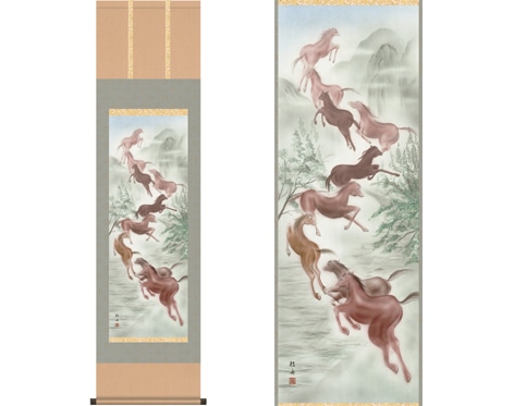 掛軸「開運九頭馬」長江桂舟 筆 | 趣味・嗜好品 | 日用品から専門品