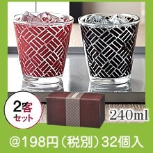 モダン伝統柄グラス 網代模様 二客組