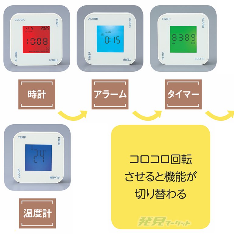4WAYスクエアデジタルクロック | 粗品と景品の発見マーケット