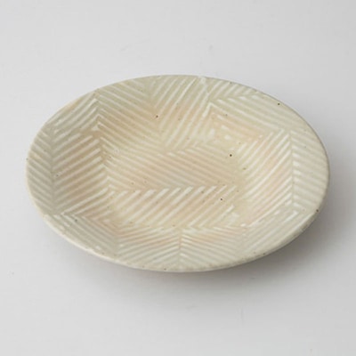 【アウトレット】aiyu ORIME pottery HERRINGBORN plate size4 (WH)
