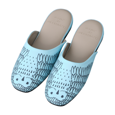 CLOAKROOMS PANTOUFLE OWL MINT/BEIGE Lsize