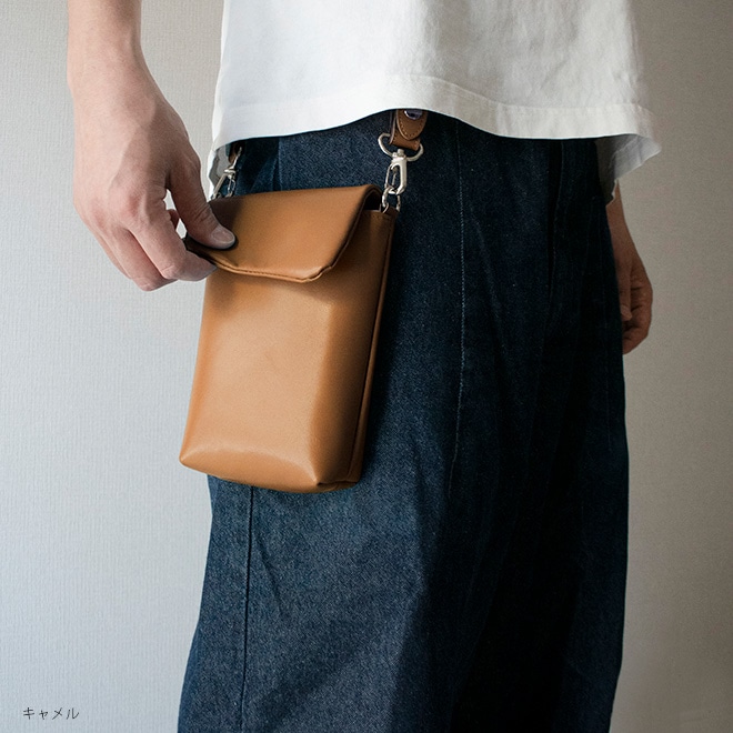 【タテ長】 ベルトポーチ 本革 【ヴァリアスカラー】ふんわり 小さい レザー ベルトバッグ / 日本製