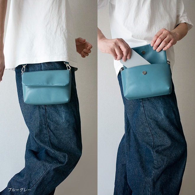 【ヨコ長】ベルトポーチ 本革 【ヴァリアスカラー】ふんわり 小さい レザー ベルトバッグ / 日本製 