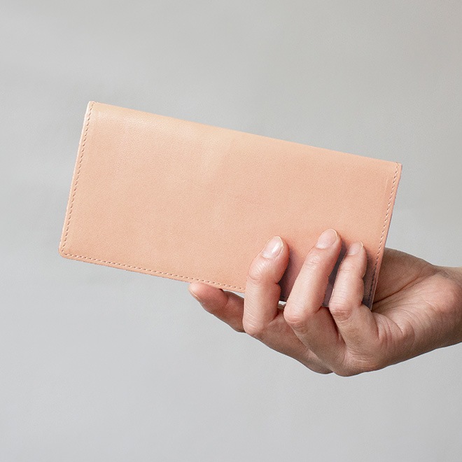 本革 コンパクト 長 札入れ 【素ヌメ革】極小 極薄 小銭入れなし 長財布 / 日本製