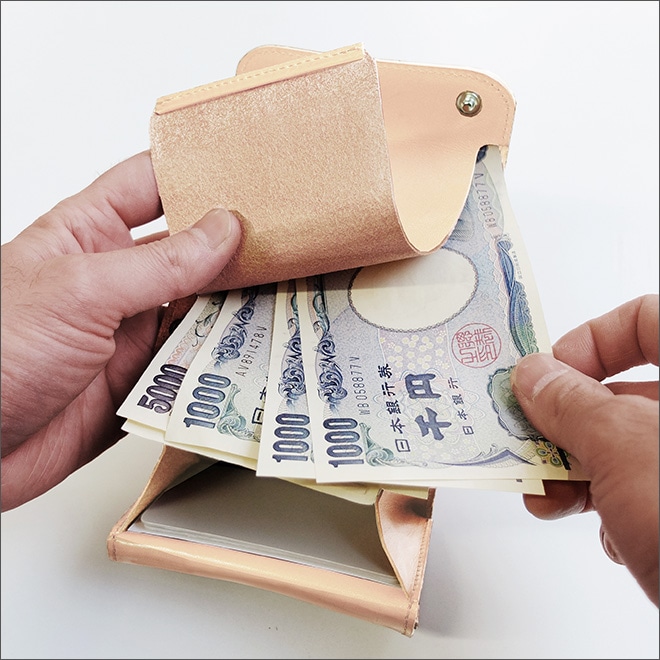 ミニ財布 ROLL【素ヌメ革】本革 極小 小さい財布 三つ折り / 日本製