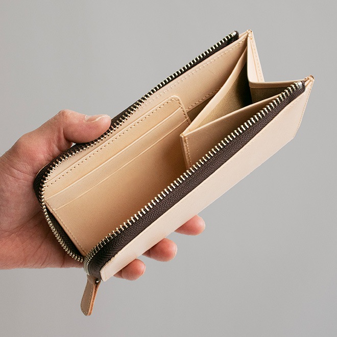 【極小】L字ファスナー 長財布【素ヌメ革】小さい長財布 / 日本製