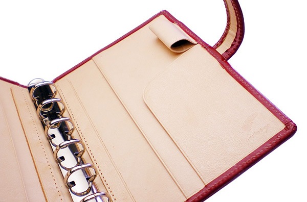 【ベルト付き】システム手帳 ミニ6穴 【ブライドルレザー＆素ヌメ革】本革 6穴バインダー 日本製