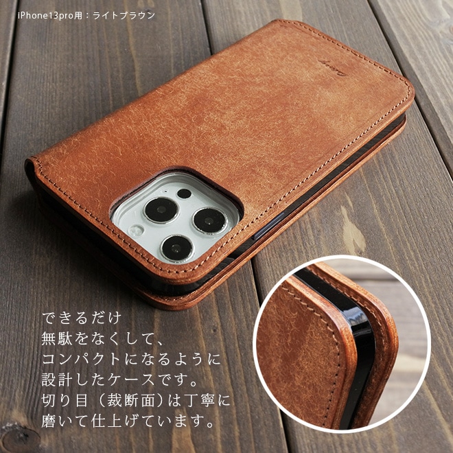 【切り目】iPhone ケース 手帳 本革 【プエブロレザー】 （対応機種：8～17シリーズ、SE２，３、Air）[sp11]