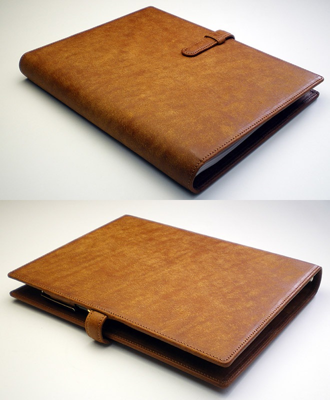 【ベルト付き】システム手帳 A5サイズ  【プエブロレザー】 本革　6穴 バインダー 日本製