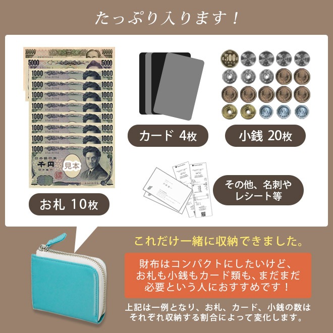 【極小・ ミニ財布 】L字ファスナー財布【ヴァリアスカラー】財布 コンパクト/ 日本製