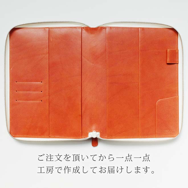 【ファスナー】手帳カバー A5 汎用 【栃木レザー】(A5正寸 サイズ に対応) 日本製