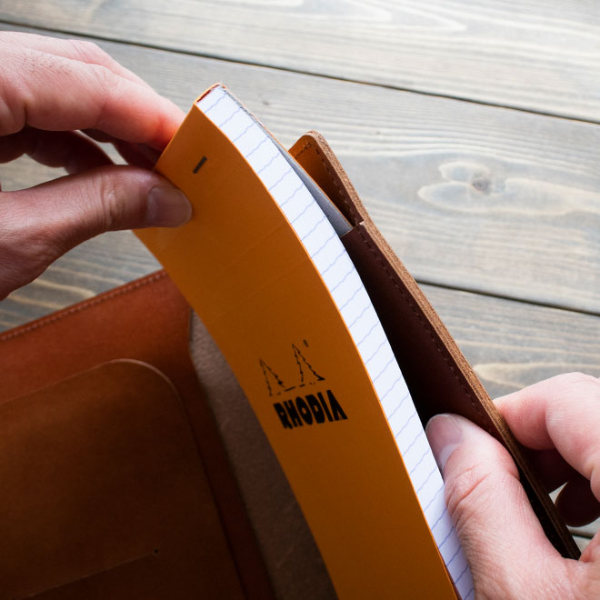 【ヨコ開き】ロディア カバー No.14 用 革【脱クロムレザー・切り目】横型 本革 日本製