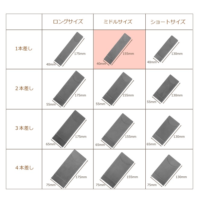 【ミドルサイズ】 超薄型ペンケース 【1本差し】【素ヌメ革】 本革 日本製