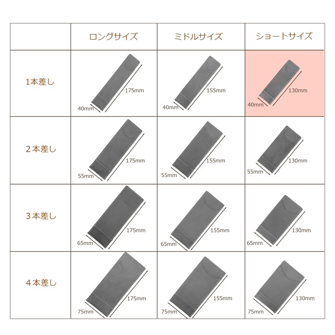 【ショートサイズ】 超薄型ペンケース 【1本差し】【素ヌメ革】 本革 日本製