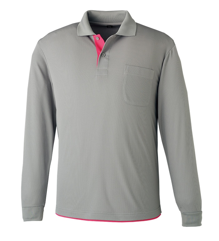 6019 レイヤード長袖ポロシャツ