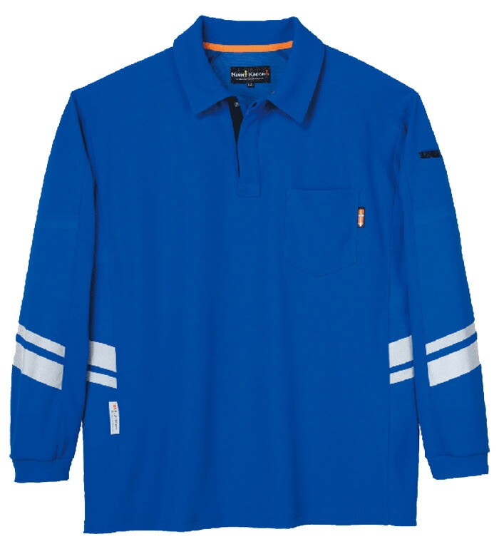 TUN011 反射材付き 長袖 ポロシャツ 高視認 メンズ 春 秋 冬 帯電防止