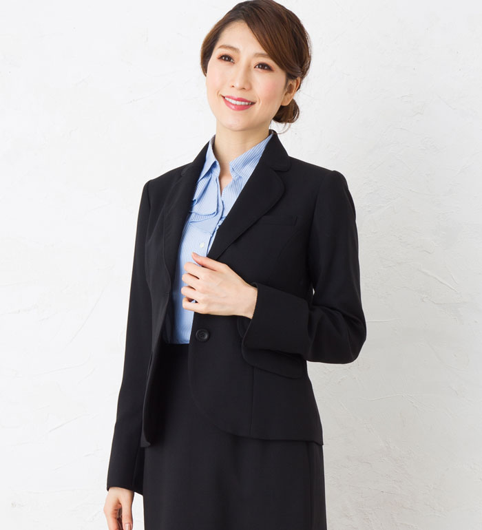 パイピングブラックジャケット レディース 春夏 秋冬 事務服