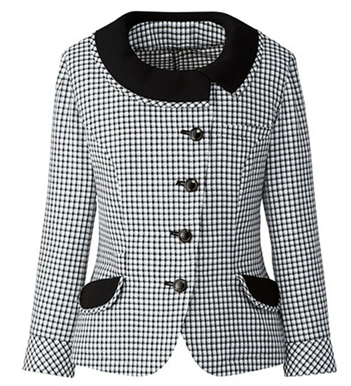 送料無料  点タッチ構造でサラッと快適！ モノトーンミニチェック七分袖ジャケット  事務服 企業制服 オフィスユニフォーム リクルートスーツ 通勤 入学式 卒業式にもおすすめ！ チクマ ALPHA PIER