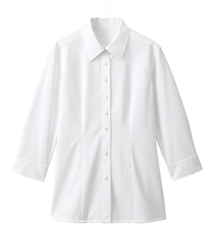 チラ見え防止の配慮が嬉しい七分袖ブラウス レディース  事務服 オフィス制服 チクマ ALPHA PIER 2018SS