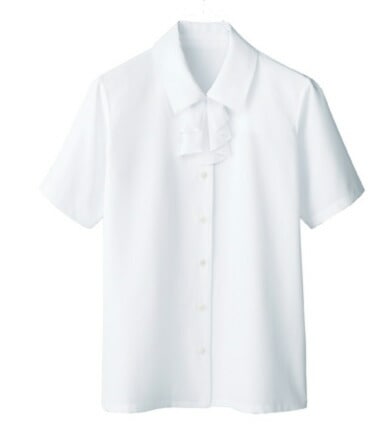 サラサラ、滑らかな肌触り！ラッフルリボン付半袖ブラウス レディース   通勤 オフィスユニフォーム 企業制服にもおすすめ！ 通販 シャツ スタイル ビジネス ファッション 会社 おしゃれ ol OL 秋 服 涼しい 楽天 チクマ ALPHA PIER