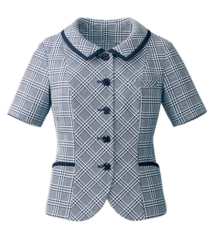 涼を感じる夏のチェック柄オーバーブラウス レディース  事務服 オフィス制服 チクマ ALPHA PIER 2018SS