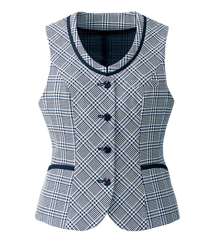 涼を感じる夏のチェック柄ベスト 事務服 オフィス制服 チクマ ALPHA PIER 2018SS