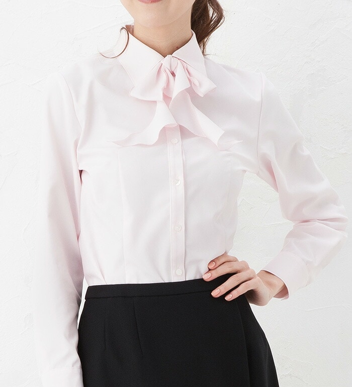 エレガントな着こなしをキメる！フリルリボン長袖ブラウス レディース