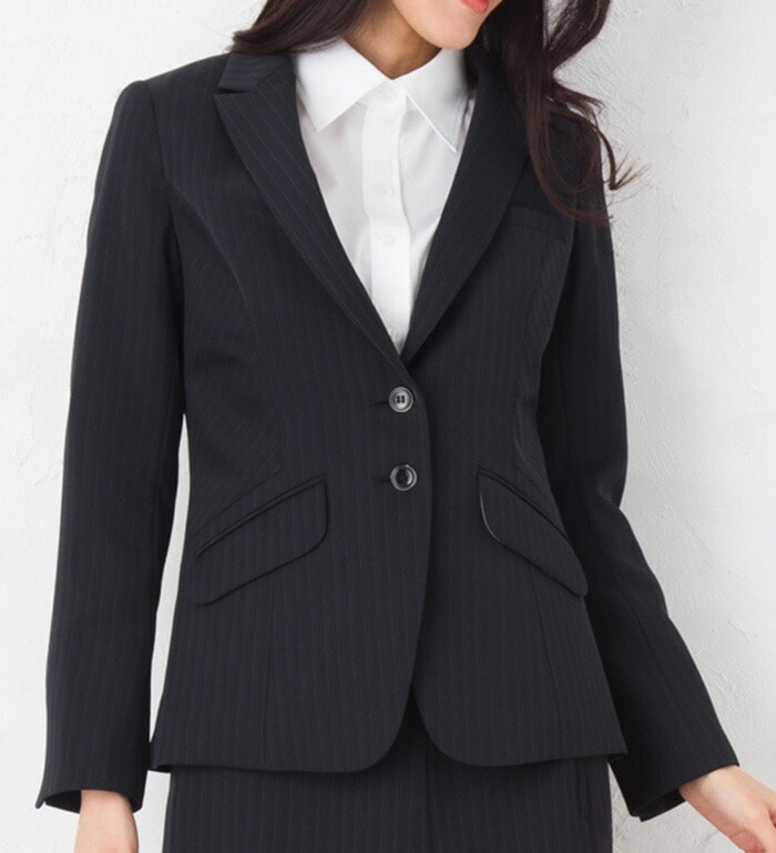 送料無料 驚きの軽さ！高機能ストライプジャケット 事務服 オフィス制服