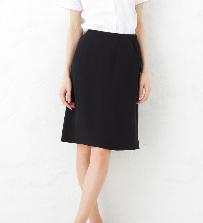 レディース 事務服 セミタイト スカート ひざ丈スカート 56センチ 春夏 定番 ネイビー オフィス 制服 通勤 ボンオフィス BCS2709 無地 シンプル ウエストらくらく！ノンストレスセミタイトスカート 事務服 企業制服
