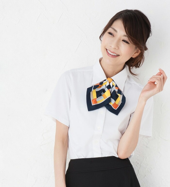 シャドーストライプ半袖ブラウス レディース  春夏 事務服 企業制服 オフィスユニフォーム