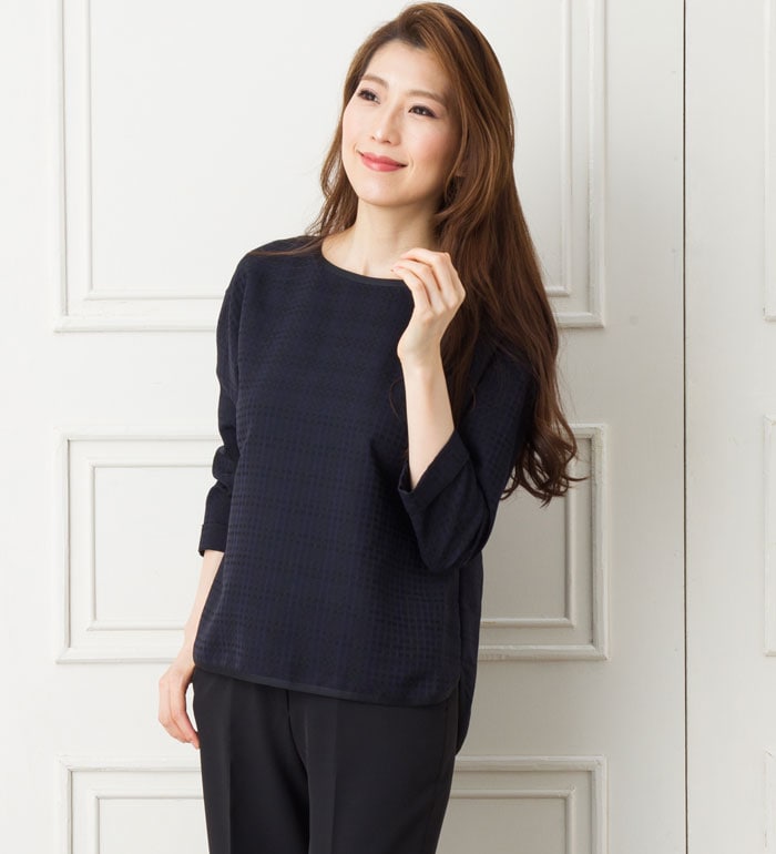 光沢チェックプルオーバー レディース 春夏 秋冬 事務服 オフィス制服 BONMAX BONOFFICE