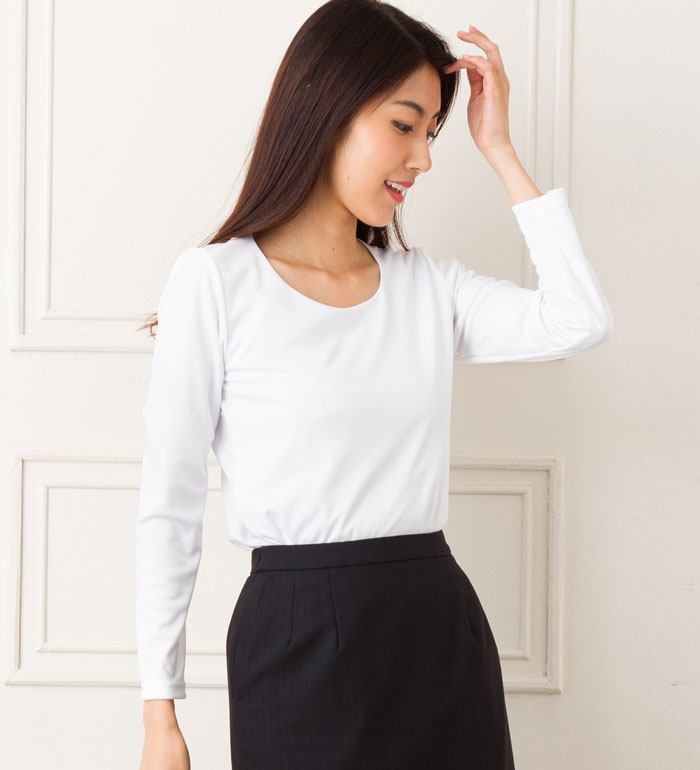 シンプル重視の人のための長袖カットソー  BONMAX ボンマックス 2017AW いしょくじゆう  事務服 オフィス制服 通勤服