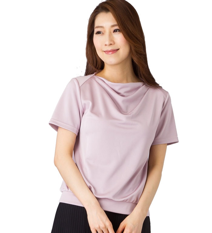 フォーマルな場面で活躍する半袖ドレープカットソー 事務服 オフィス制服 BONMAX BONOFFICE 2018SS