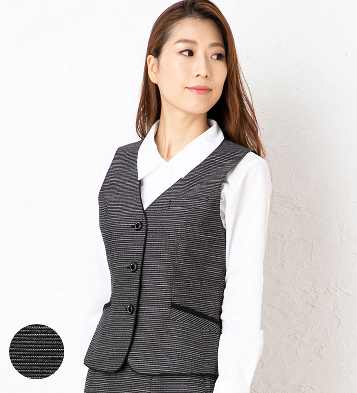 ツイードベスト レディース 秋冬 事務服 オフィス制服 BONMAX