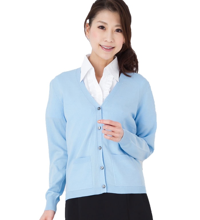 微光沢が上品で爽やかなシンプルカーディガン  レディース 春夏 事務服 企業制服 オフィス