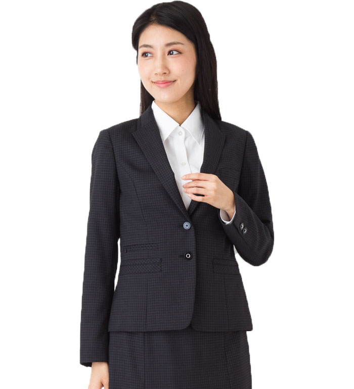 送料無料 好感度高めで、会社の顔に！大人のさりげなチェック柄ジャケット 事務服 オフィス制服