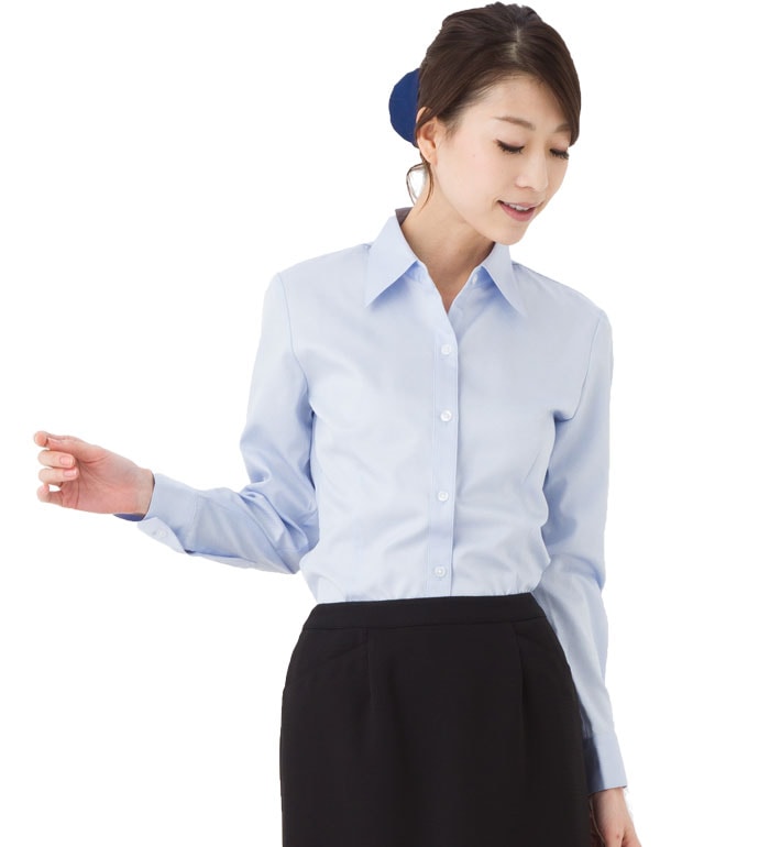 ヘビロテ間違いなし！シンプル長袖ブラウス レディース   事務服 企業制服 オフィスユニフォームにもおすすめ！