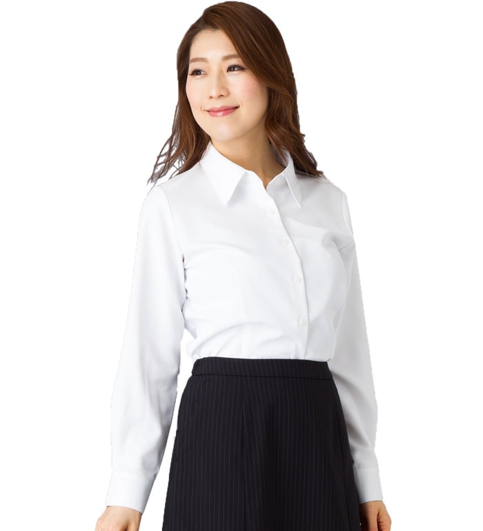 フェミニンカラーのシンプル長袖ブラウス レディース  事務服 オフィス制服 BONMAX BONOFFICE 2018SS