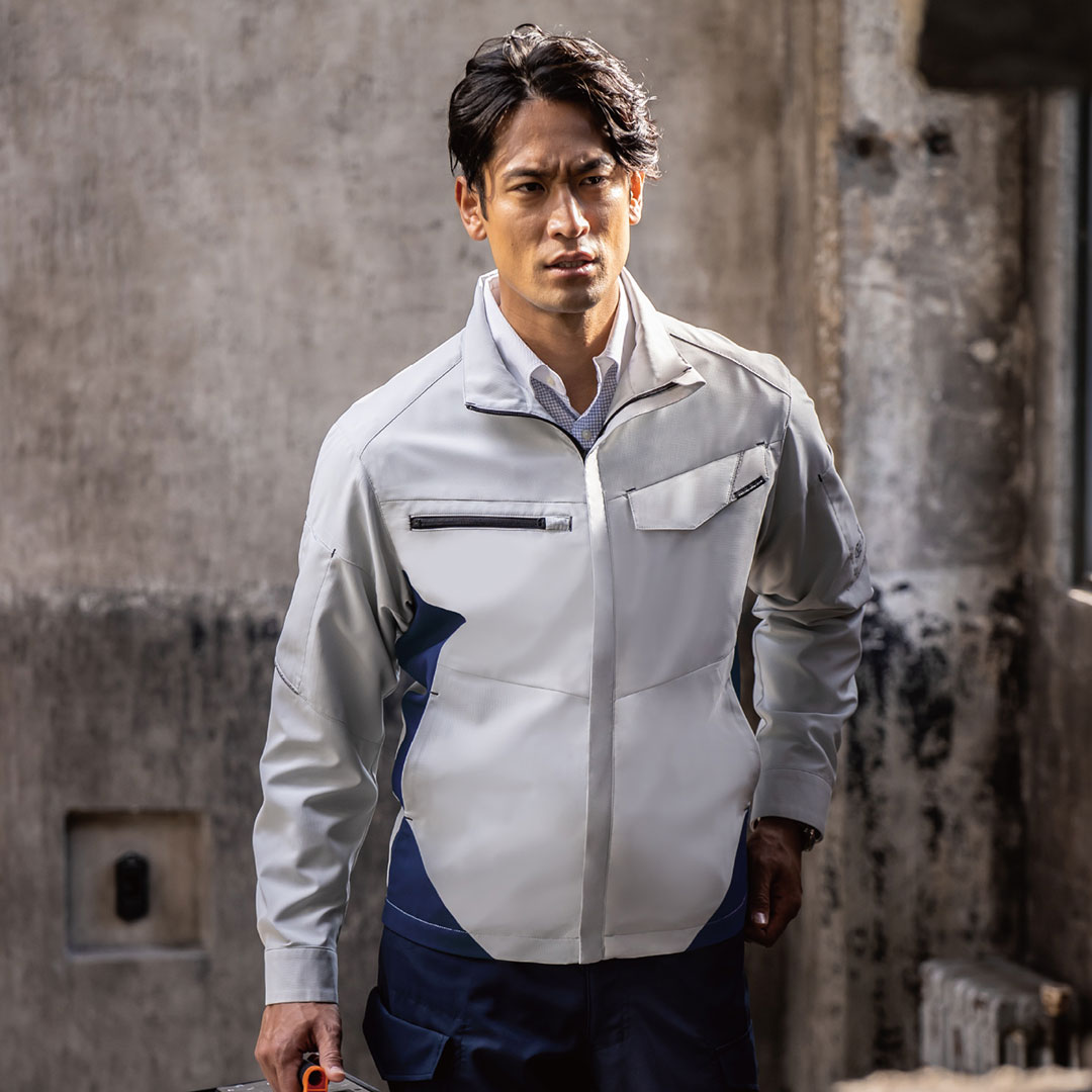 AE8091 長袖 ブルゾン コーコス アンドレスケッティ エコ素材 JIS帯電防止 ストレッチ メンズ レディース 春夏 作業服 作業着 ジャンパー ジャケット 2024SS