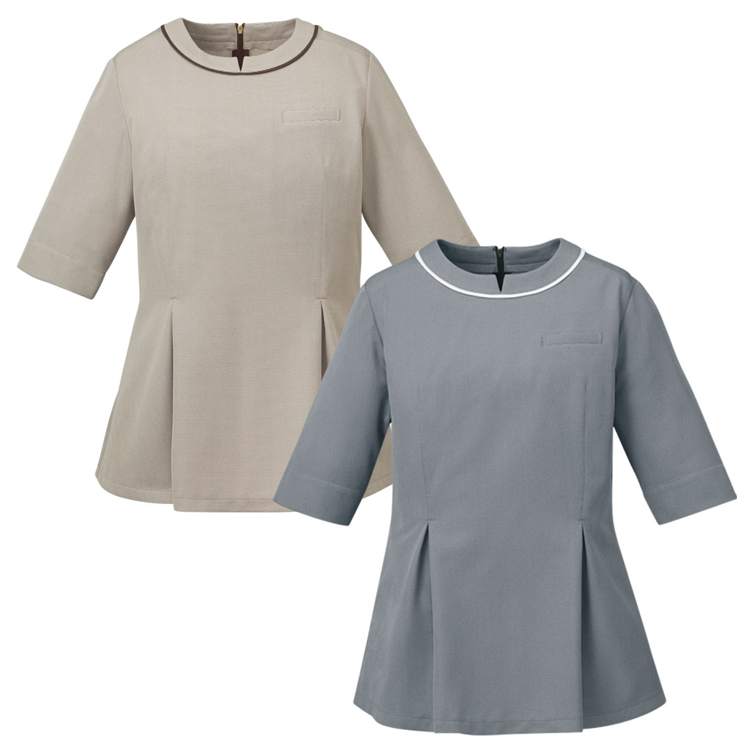 ポロシャツ ノーカラー 五分袖 レディース オフィス カジュアル 事務服 制服 春 夏 秋 春夏 ブラウス ニット 高通気 吸汗速乾 2025SS