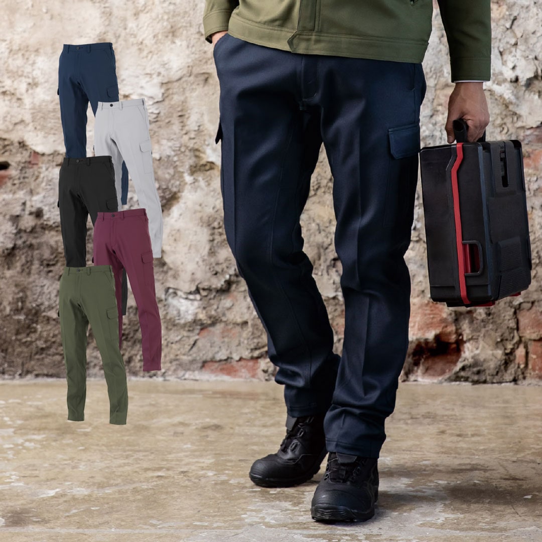 MB25105 カーゴパンツ ストレッチ 裏綿 帯電防止 制電 JIS T8118 エコ メンズ レディース 秋冬 コーコス信岡 モンバレーノ 作業服 作業着 ノータック ズボン 2025AW