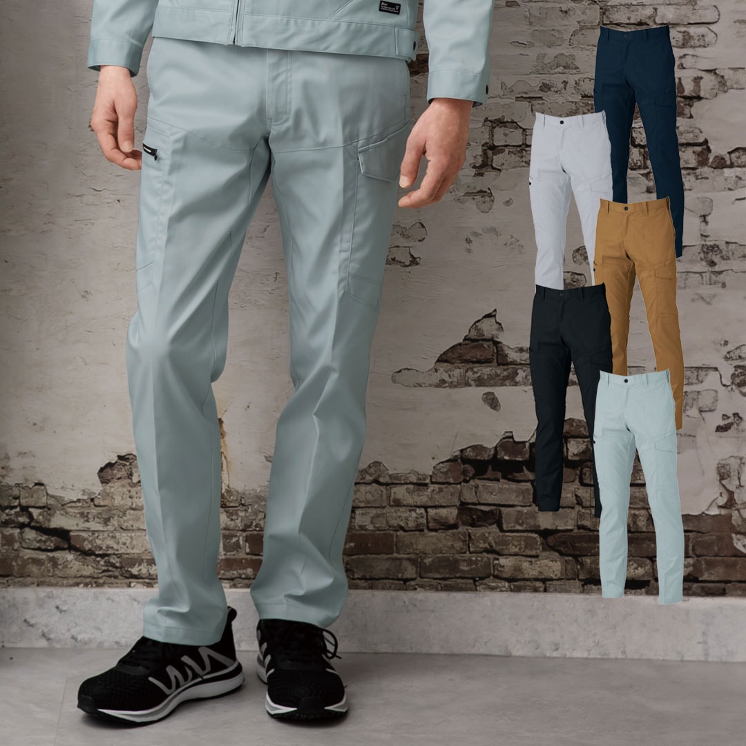 1523 カーゴパンツ ストレッチ 帯電防止 制電 JIS T8118 エコ SDGs 防縮 防シワ メンズ 秋冬 ジーベック 作業服 作業着 ズボン 2025AW